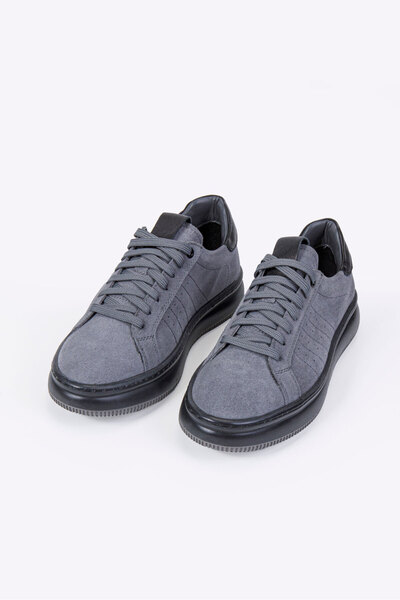 Vantaggio Storm Gray Suede Inside and Out 100% Genuine Leather Men's Sneaker Shoes