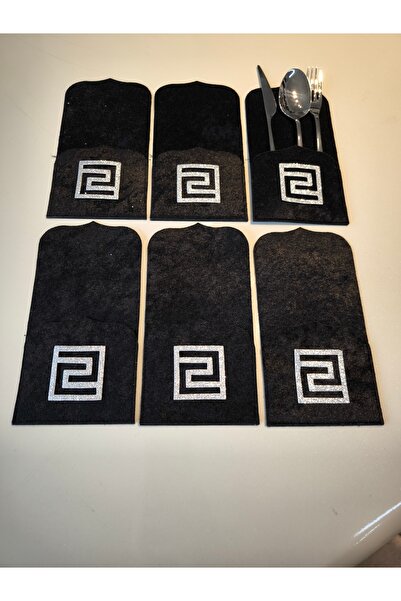 SEHARA 6 Pieces/Pocketed Spoon Rests/Velvet/Leather Embroidered/Leather Back/22.5X11Cm