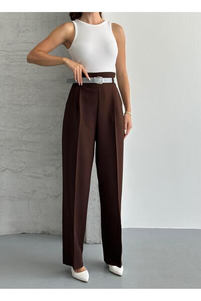 FERZOLAİO Belted Brown Palazzo Pants