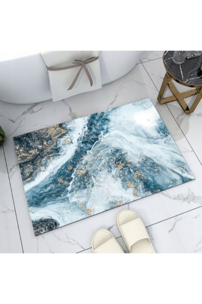 KESNUP Bath mat, elegant design, 80 x 50 cm, Blue