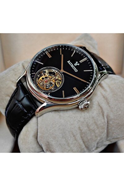 Raymond Black Dial Steel Automatic Men Wristwatch
