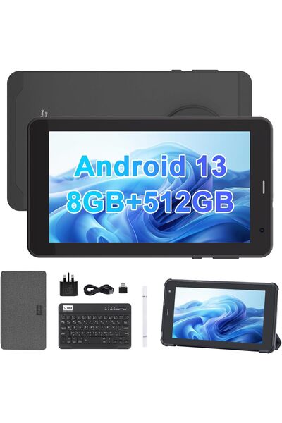 CIDEA C idea 7 Inch Tablet, Android 13 Tablet, Quad Core Processor, 8GB RAM 512GB ROM, Dual Camera, Tablet