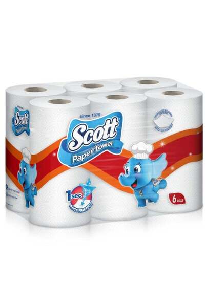 SCOTT Kitchen Towel, 60 Sheets White 6 Rolls