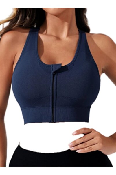 Fstyle Sports Bra with Zipper Control and Chest Shaper