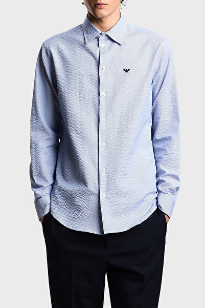 Emporio Armani Jacquard Cotton Regular Fit Classic Collar Shirt Men's Shirt Em000099 Te16993 F9026