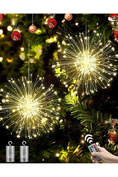 OEM Set 2 x Lumini de Crăciun tip „Focuri de artificii”, cu agățat, 150 LED-u...