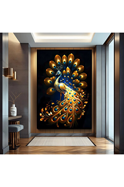 EMYA HOME Εικόνα σε καμβά παγώνιας με μαύρο μεταλλικό πλαίσιο