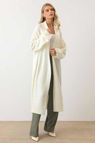 Olcay Oversize Long Knitwear Cardigan Ekru 8271