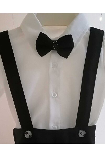 bebeksen 3-Piece Black Classic Baby Boy Salopet Set with Bow Tie Special Occasion Outfit Wedding Baby Gift