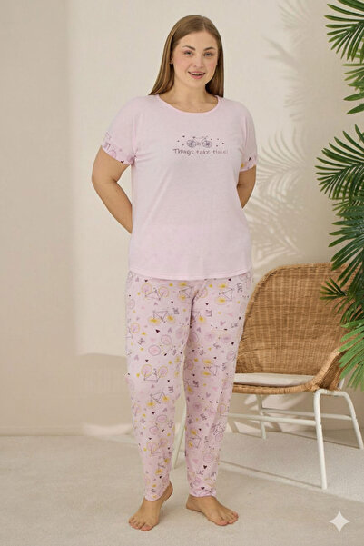 Pijamoni büyük beden kısa kollu pijama takımı