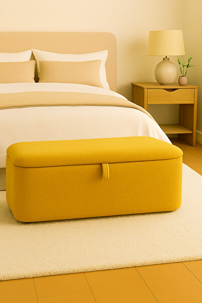 eda hacıoğlu edam bedding group Teddy Kumaş Sandıklı Puf Bench Çok Amaçlı Dep...