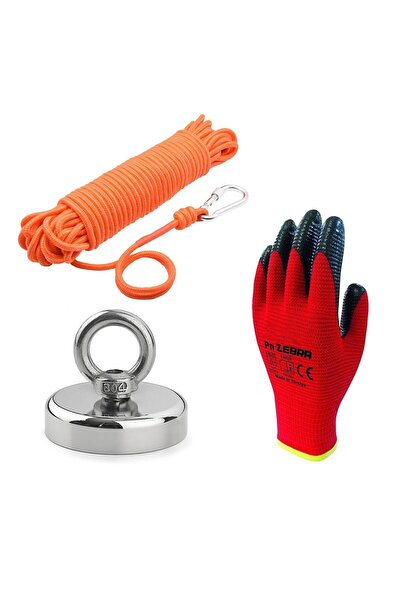 Mıknatıs AVM Ø70 mm Neodyum Deniz Mıknatısı 100 kg Çekim Gücü – 25Metre Halat...