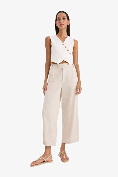 DeFacto Culotte High Waist Short Length Linen Blended Pants E7962Ax25Sp
