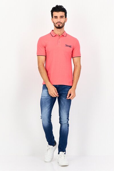 Levi's Men Regular Fit Graphic Print Short Sleeves Polo Shirt, Fuchsia