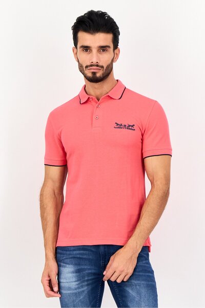 Levi's Men Regular Fit Graphic Print Short Sleeves Polo Shirt, Fuchsia