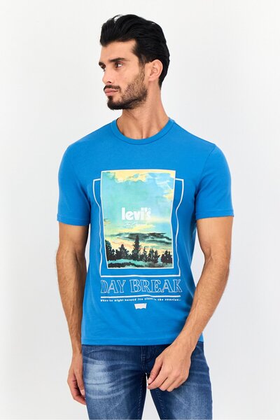Levi's Men Crew Neck Short Sleeves Graphic Print T-shirt, Blue