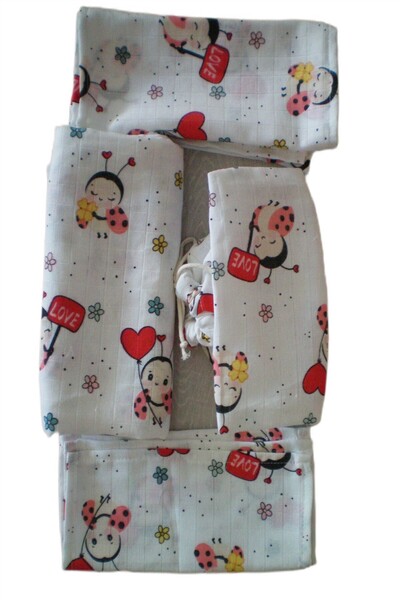 MORE HOME Baby Muslin Cloth Blanket Set 5 Pieces Ladybug Red Cream