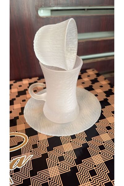 MASA طقم بيالات 6حبة مع 6صحون قزاز مع 6فناجيل ابيض 18قطعة