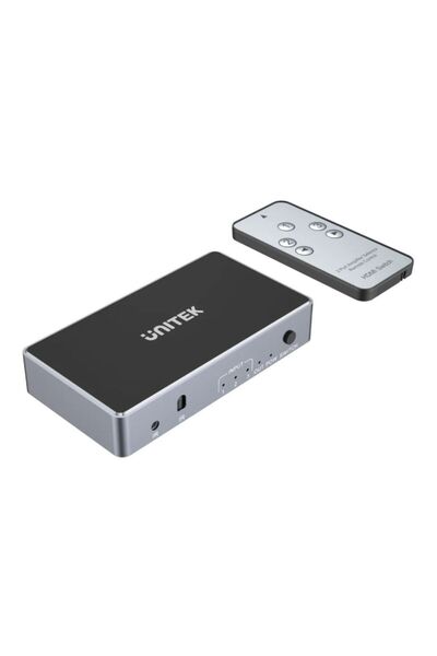 Unitek 4K HDMI Switch 3x1 – UHD, Dolby, DTS-HD Support, Space Grey | V1111A
