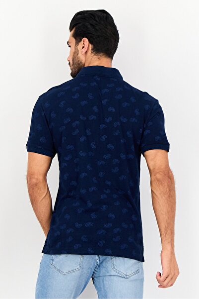 Levi's Men Regular Fit Short Sleeve Allover Print Polo, Navy Blue