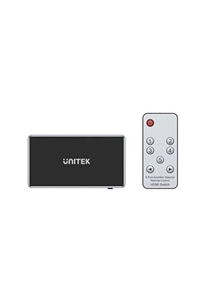 Unitek مفتاح HDMI بدقة 4K، 5x1، يدعم UHD و3D وDolby وDTS، لون رمادي فضائي | V1110A
