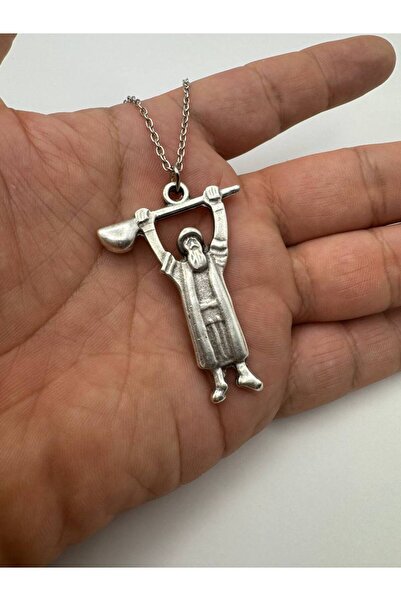 Herşey Nota Pir Sultan Abdal Figured Antique Necklace – Unisex Design with 60 cm Chain, Zinc Plated