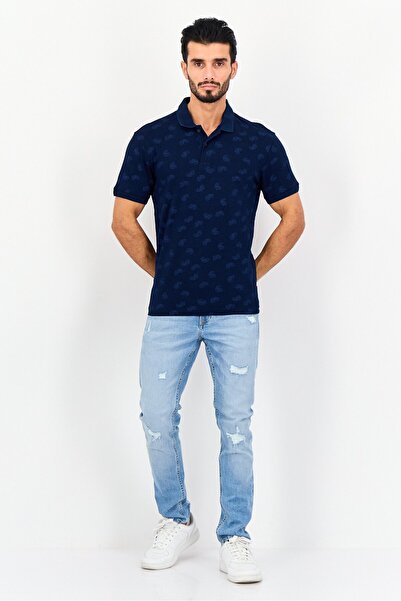 Levi's Men Regular Fit Short Sleeve Allover Print Polo, Navy Blue