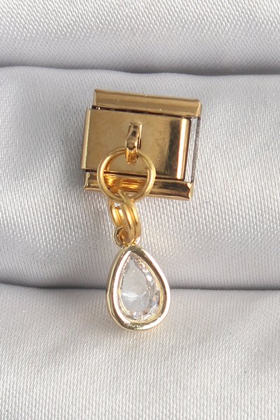 ForWhat Golden Steel Dangle Drop Zircon Pods Bracelet for Elegant Woman