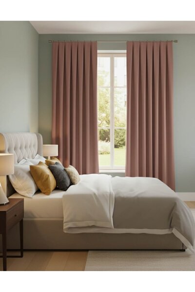 Madame Dower Narden Model Dried Rose Dark Plain Soft Background Curtain 1X3 Frequent Pleats - Stylish and Modern Design