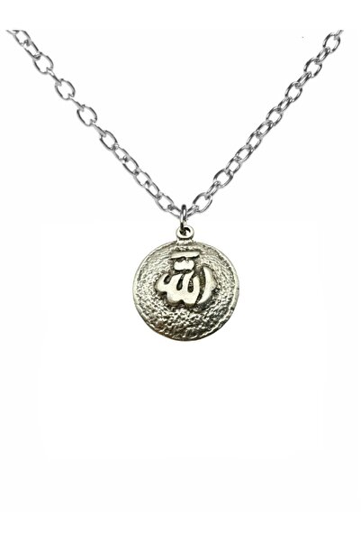 Herşey Nota Arabic Allah Written Medallion Necklace – Unisex Design with 60 cm Chain, Zinc Plated