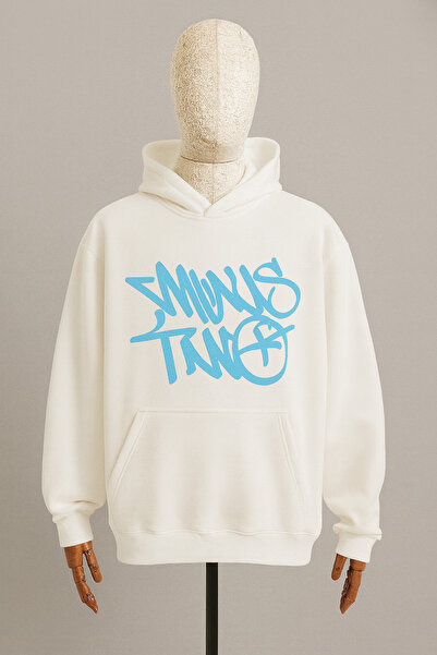 CLASSY.MODA Hanorac unisex oversize cu glugă - 3 fire cu relief - imprimeu gr...