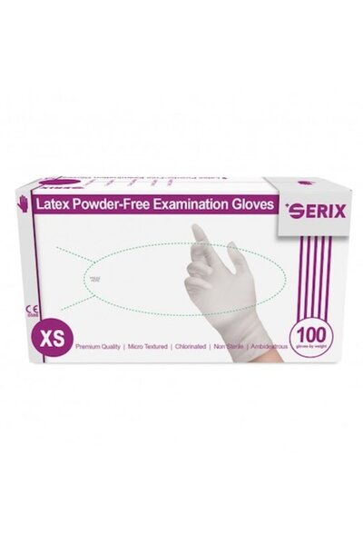 SERIX Κουτί 100x Γάντια Latex, Serix, μιας χρήσης, με υφή, χωρίς πούδρα, λευκ...