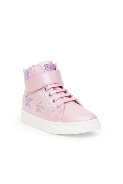 U.S. Polo Assn. Kız Çocuk Toz Pembe Yıldız Desenli Bilek Boy Ayakkabı 50315545-VR034