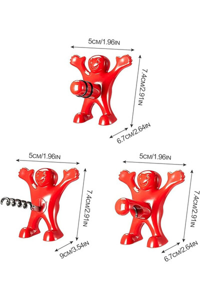 Lifelf Set of 3 bottle openers, plastic, red