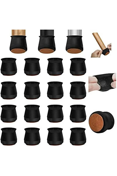 Yuan Chuang Set de 16 protecții pentru picioare de mobilă, silicon, negru/maro, 25 x 18 mm