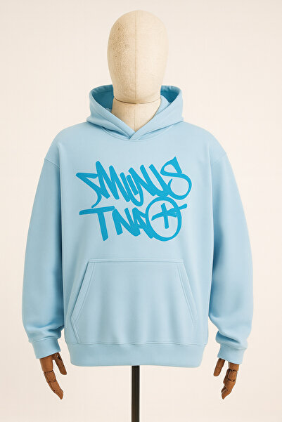 CLASSY.MODA Hanorac unisex oversize cu glugă - 3 fire cu relief - imprimeu gr...