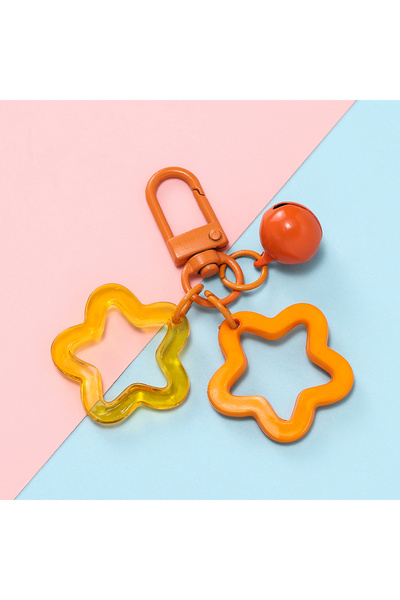 Choice سلسلة مفاتيح برتقالية من الأكريليك على شكل نجمة صغيرة مع قلادة نجمة خم...