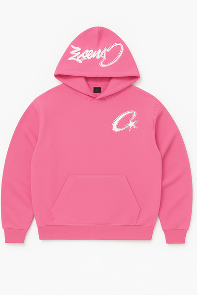 CLASSY.MODA Φούτερ με κουκούλα - Unisex - Oversize - 3 κλωστές με ανάγλυφο - Εκτύπωση με γράμματα & αστέρια