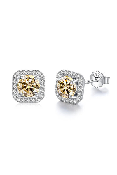 Choice أقراط أذن مرصعة بالألماس من JoyceJelly بلون أصفر فاتح 0.5 قيراط × 2، 8...