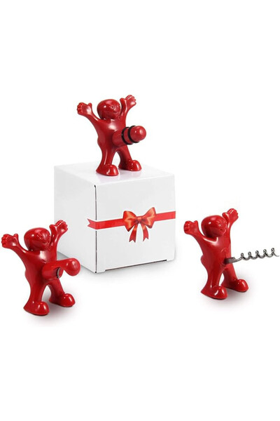 Lifelf Set of 3 bottle openers, plastic, red