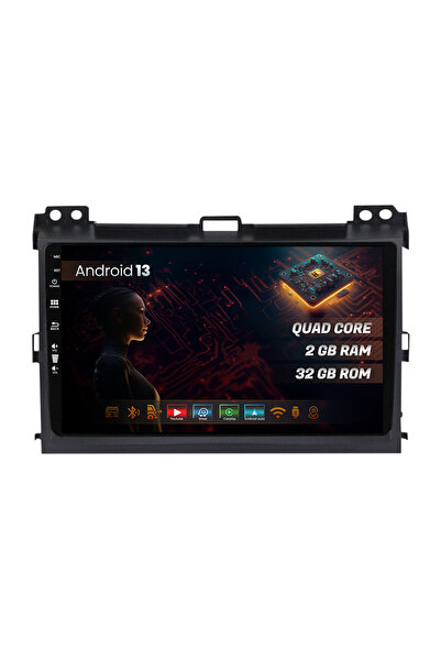 HUB64 Navigatie Toyota Prado J120 (2002 - 2010), 2GB RAM, Android 13, GPS, Wi-FI, Carplay, Android