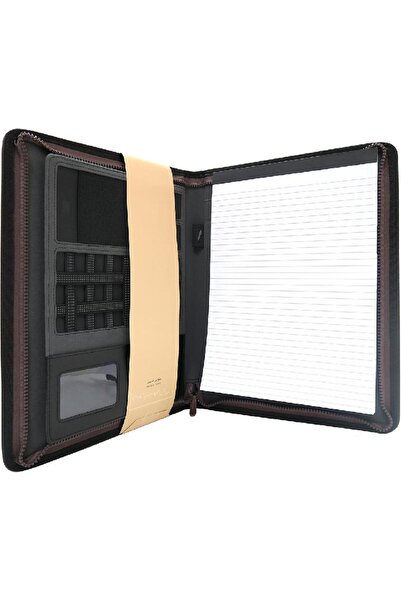 JB محفظة ذات جيبين مع حامل هاتف A4 بني