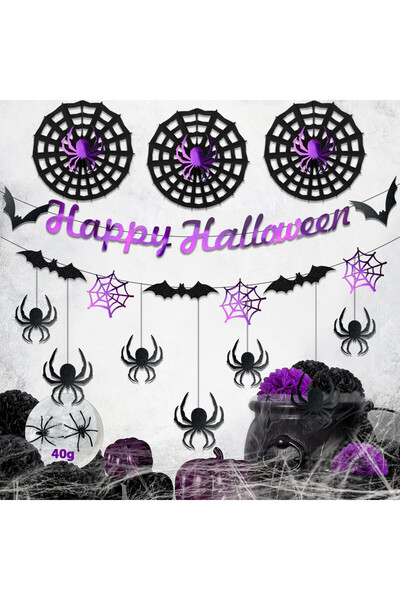 Syoulin Set of 22 Halloween decorations Syoulin, plastic/textile, black/purple