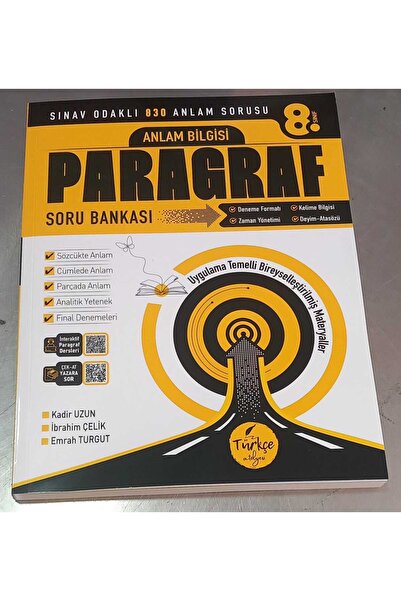 TÜRKÇE ATÖLYESİ 8. sınıf Anlam Bilgisi Paragraf Soru Bankası Türkçe Atolyesi