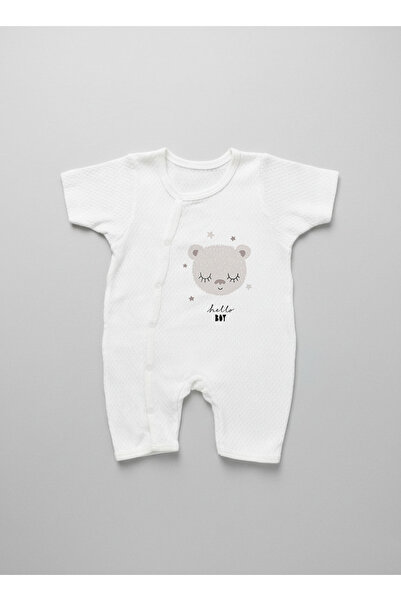 Tuğba Kuğu Jacquard Romper Bodysuit - Pure Baby - Baby Girl Teddy Bear