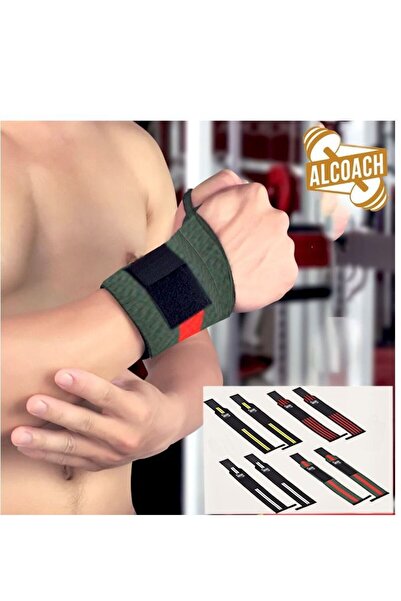 Alcoach مجموعة حزام دعم المعصم لرفع الأثقال من قطعتين