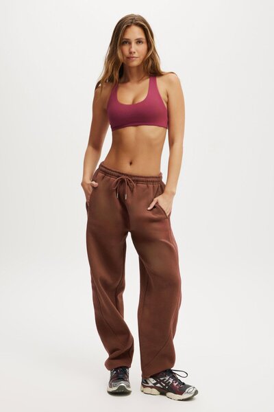 Seeh Pantaloni de sport maro cu căptușeală din fleece Winter Regular Fit SH282