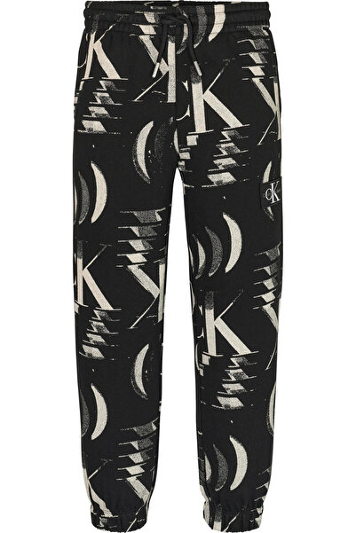 Calvin Klein GLITCHED MONOGRAM JO Erkek Siyah Jogger