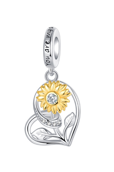 Choice SCZ6384 Original 925 Sterling Silver Sunflower Set Charms Flower Ring Earrings Beads Pendants Fit B