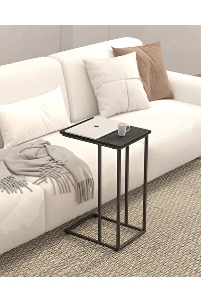 Crestj Wooden Side Table in C Shape by Innerjoin - Black
